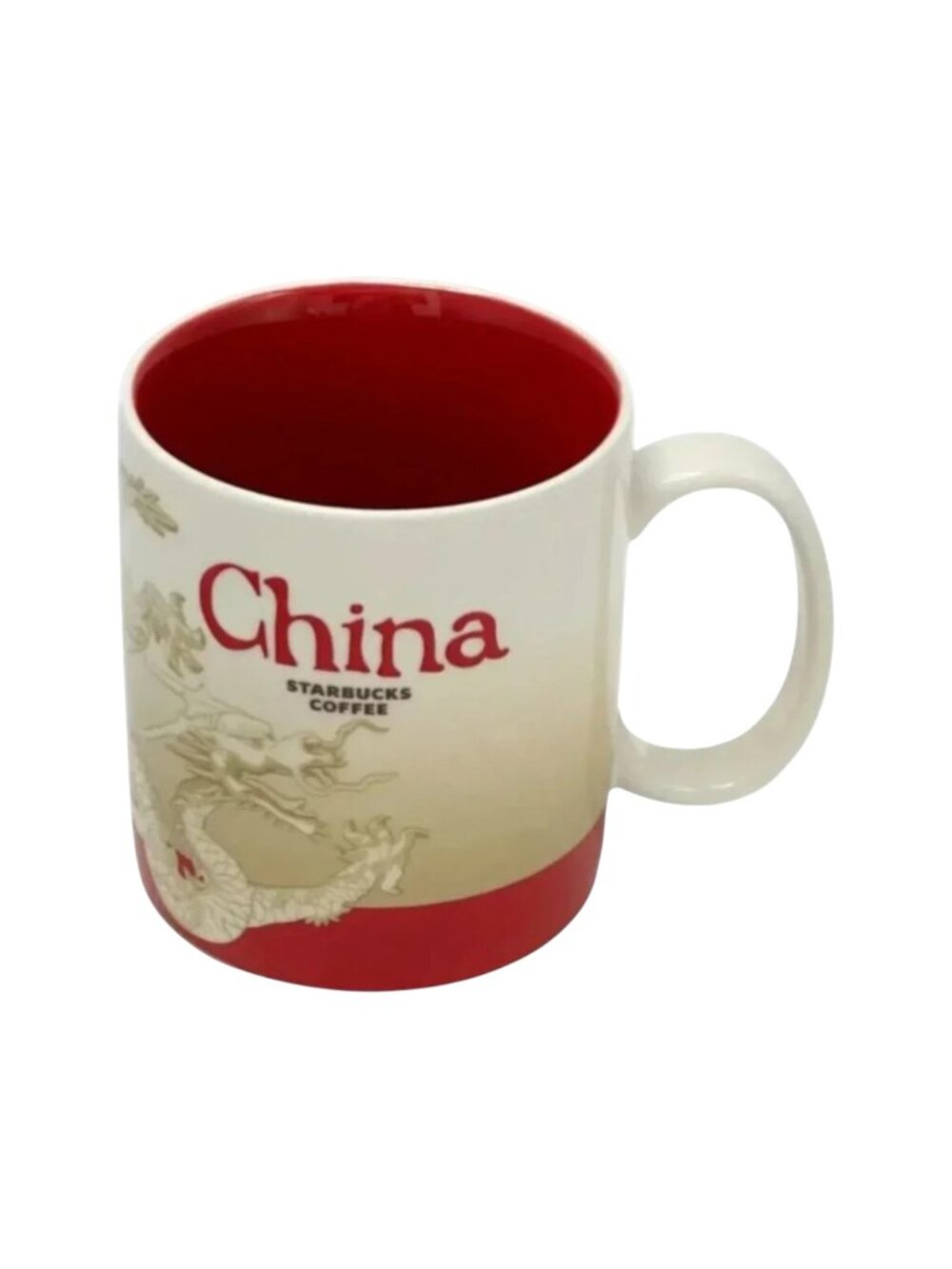 Starbucks Mug Country China 16 Fl Oz 2010 Collector Series Ceramic Red White Tan